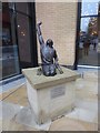 Ade Adepitan statue outside Woking Library: mid October 2019