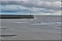SN5780 : Harbour light and breakwater, Aberystwyth by Nigel Brown