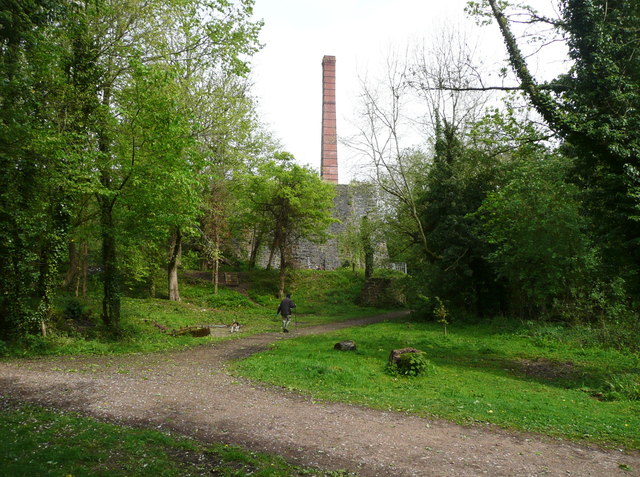 The chimney of the lime kiln seen from the stable block