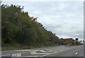 SJ9604 : Slip road from M6 northbound to Hilton Park services by David Smith