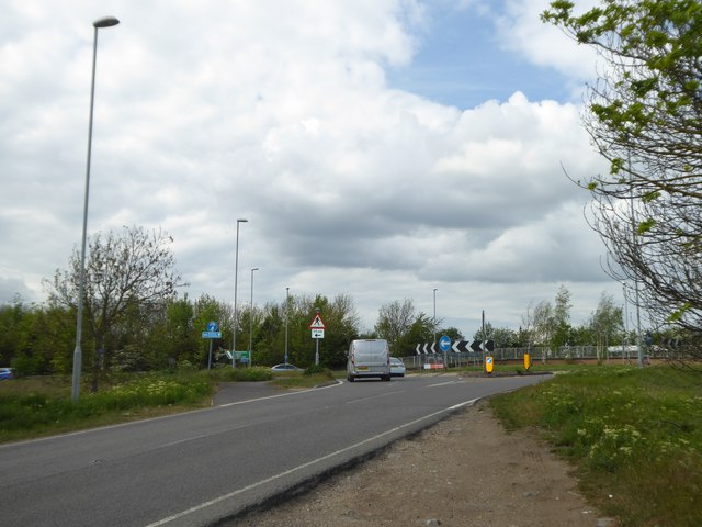 Roundabout on the A505 at Duxford
