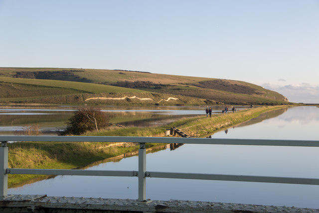 Floods on the River Cuckmere as seen from Exceat Bridge