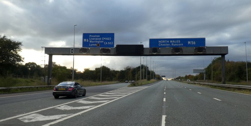 Gantry Over M56 At Junction 9 With M6 © David Smith Cc By Sa20