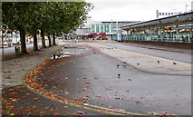 ST3088 : Puddle in Newport railway station taxi rank by Jaggery