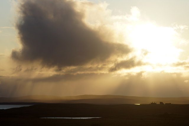 Uyea, late afternoon, from Ramnageo on Unst