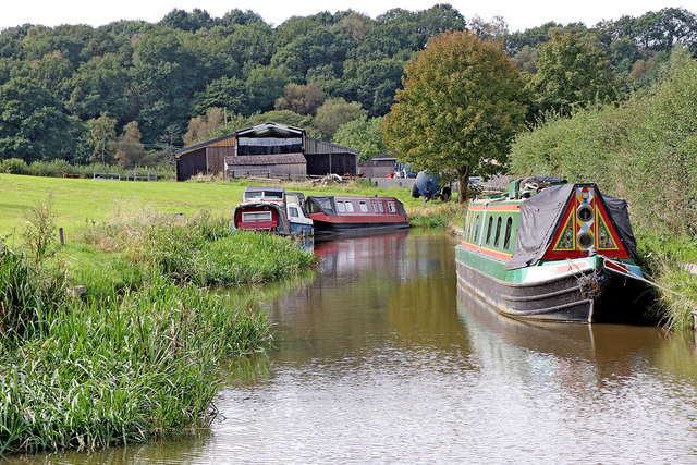 Canal and pasture near Denford in Staffordshire
