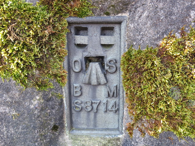 Bench mark on the trig pillar on An Creachan
