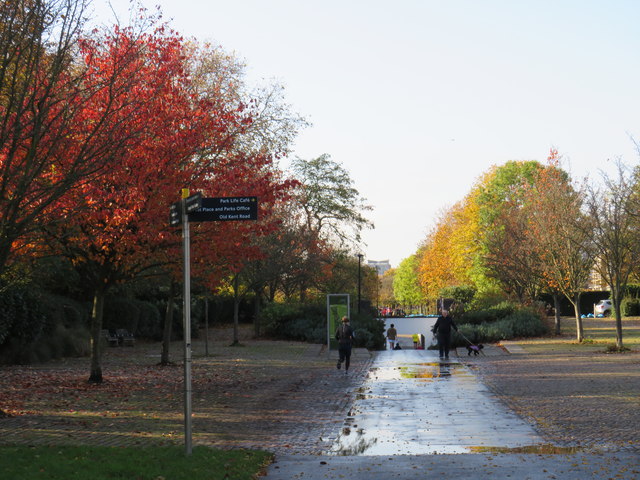 Autumn colour in Burgess Park, near Camberwell