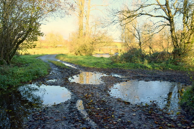 Icy puddles on a rough lane, Bancran © Kenneth Allen :: Geograph Ireland