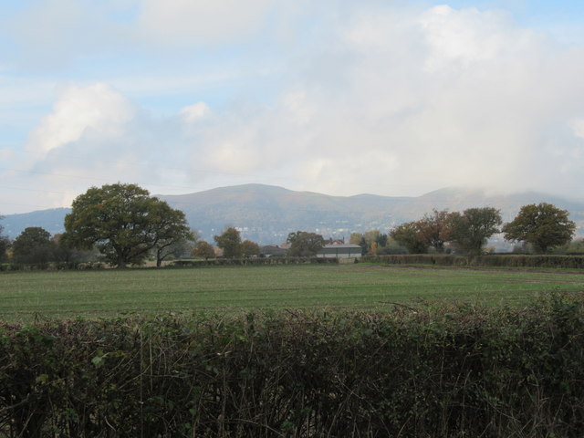 Across the field to Grove House Farm and the Malverns