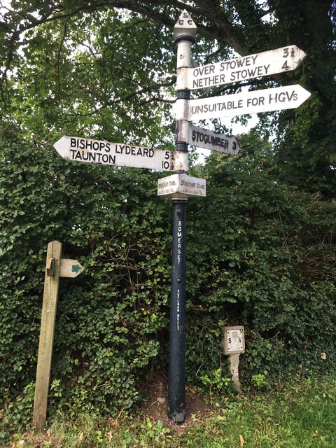 SCC fingerpost in Crowcombe village