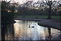 Wandsworth Common pond at sunset