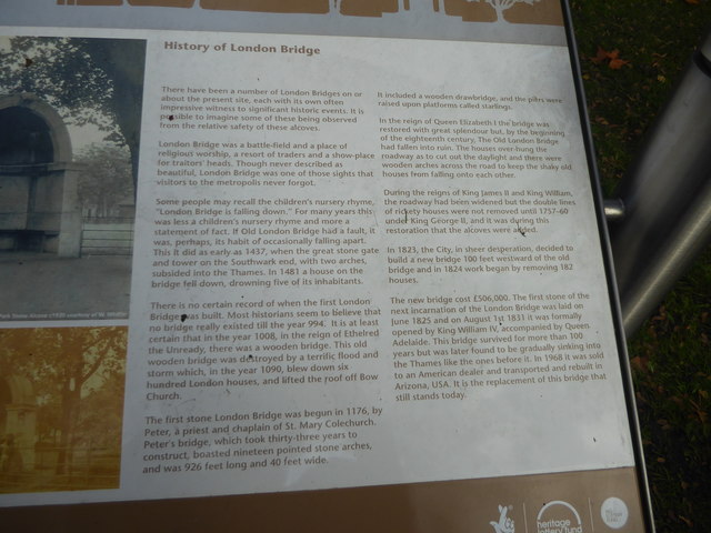 Information board about the alcoves in Victoria Park