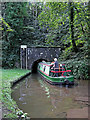 Narrowboat entering Froghall Tunnel in Staffordshire