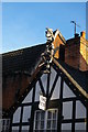 SJ2829 : Oswestry: decoration on the gable of the Fox pub, Church Street by Christopher Hilton