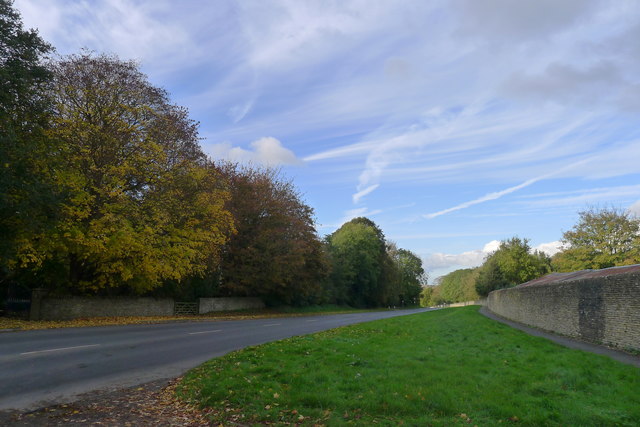 The B1081 (old A1) past Burghley Park