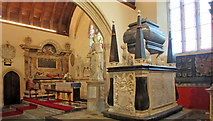 SS5529 : Monuments in the chancel at Tawstock by Derek Harper