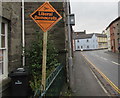 Liberal Democrats orange lozenge placard, Free Street, Brecon