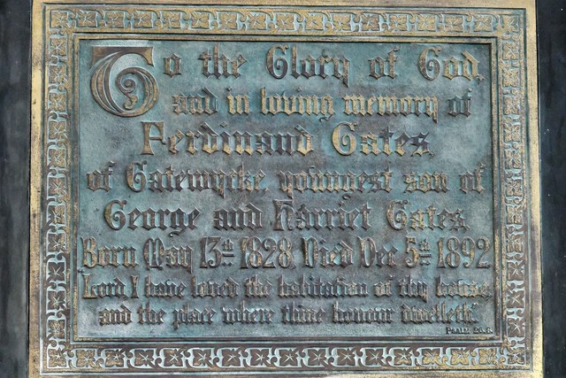 Steyning, St. Andrew and St. Cuthman Church: The Ferdinand Gates memorial plaque
