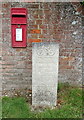 Elizabeth II postbox and milestone on National Cycle Route 45, Dean