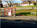 Bus stop, shelter and phonebox, Priory Street, Carmarthen