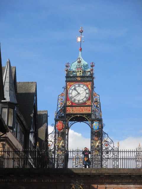 Jubilee clock over Eastgate Street, Chester