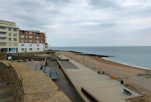 Undercliff Walk and beach at Rottingdean