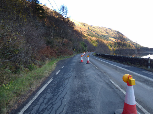 The A815 road at Loch Eck