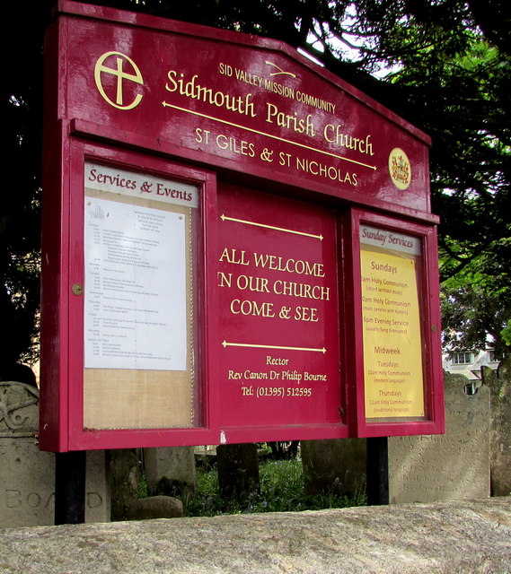 Information board for Sidmouth Parish Church