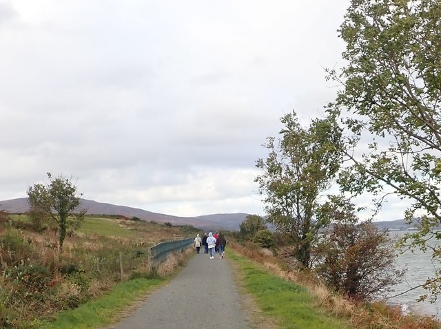 Walkers proceeding in the direction of Omeath along the Carlingford Lough Greenway