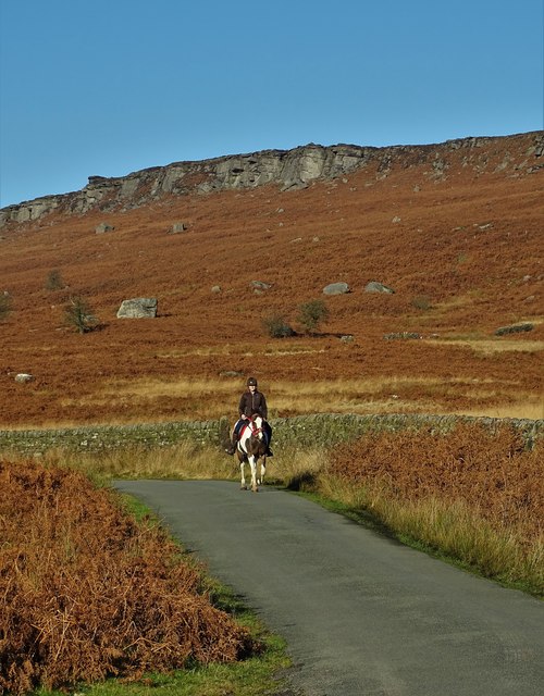 Stanage Edge, The Buck Stone and a horse rider
