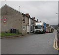 Warning signs at the western end of New William Street, Blaenavon