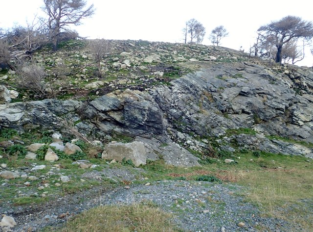 The fire blackened rocks of Curraghard Stone Quarry