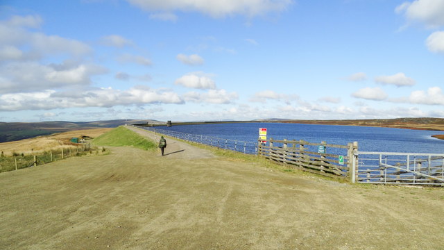 The embankment at Warland Reservoir