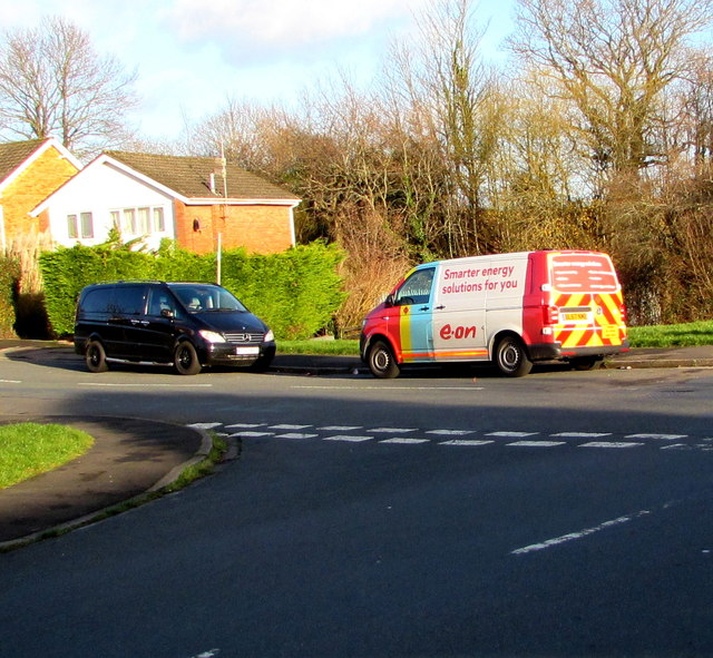 Colourful E.ON van, Rowan Way, Malpas, Newport
