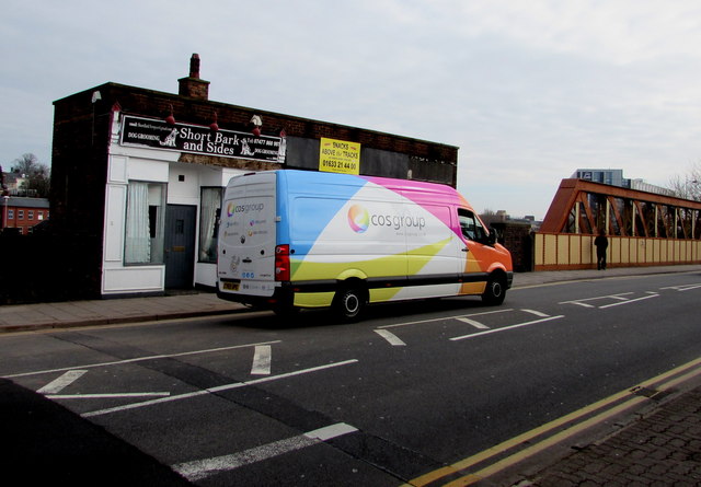 Colourful COS Group van, Bridge Street, Newport