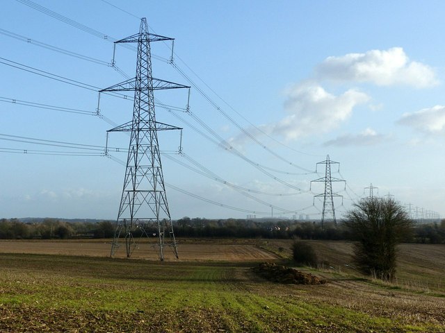 Fields and pylons, near Monk Fryston © Alan Murray-Rust cc-by-sa/2.0 ...