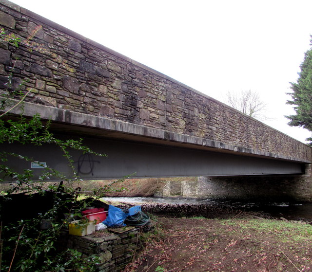 North side of the A40 river bridge, Glangrwyney, Powys