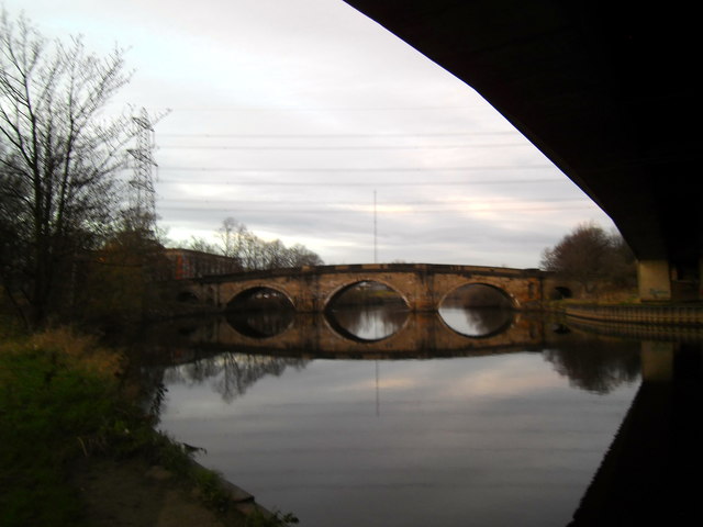 The old "Great North Road" bridge viewed from beneath the old A1 dual carriageway bridge at Ferrybridge