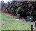 Two dark cabinets at the edge of a green, Abersychan