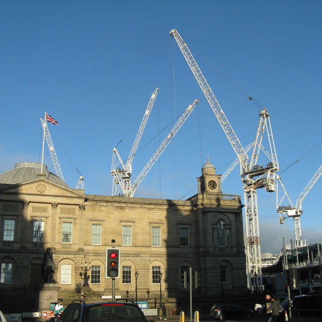 Cranes catching the sunlight