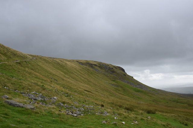 Looking up at the summit of Pen-y-ghent