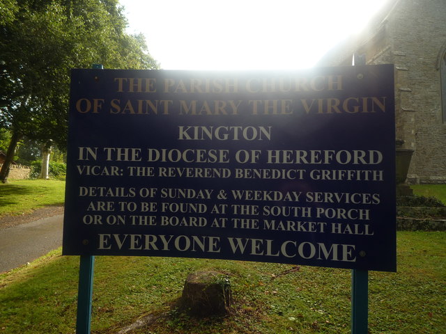 Sign at St. Mary's Church (Kington)