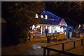 Christmas decorations on SPAR store (Christmas 2018), 4 Brize Norton Road, Minster Lovell, Oxon