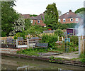 Canalside back gardens in Amington, Staffordshire