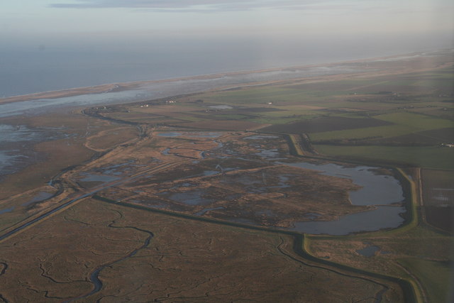 Newly created Donna Nook wetland: aerial 2019: aerial, Christmas 2019