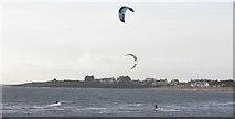 NT4999 : Windsurfers in Elie Harbour by Bill Kasman