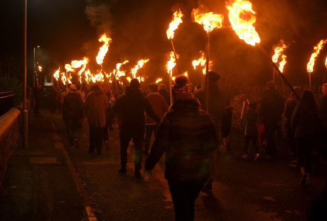 New Year's Day 2020 Torch Parade, Golspie, Sutherland