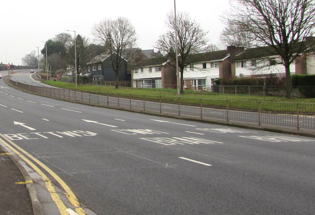 Directions painted on the A4051 Malpas... © Jaggery :: Geograph Britain ...