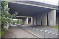 M6 crossing the A56 near the Thelwall Viaducts